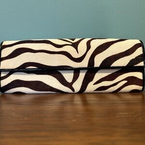 ALDO Zebra Print Genuine Calf Hair Clutch - Patent Trim